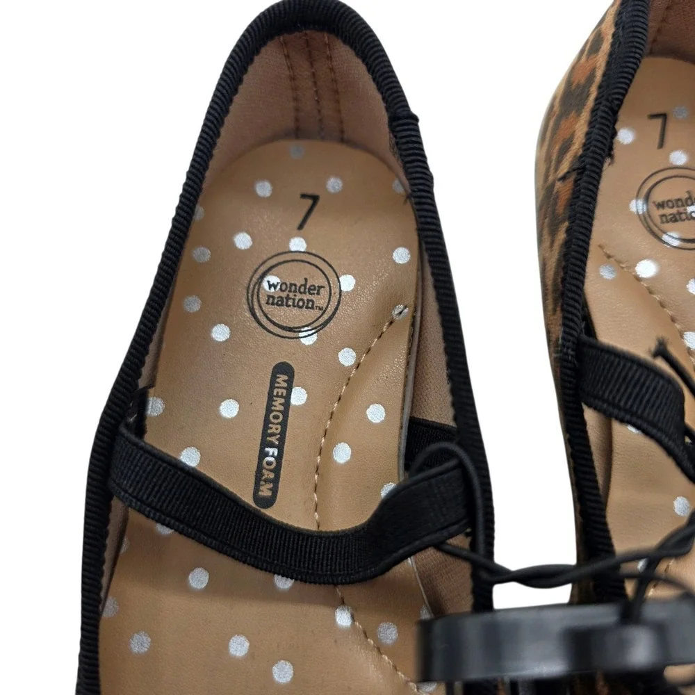 Wonder Nation Leopard Print Mary Jane‎ Shoes Girls Size 7 Bow Accent NWT